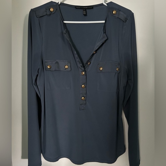 White House Black Market Long Sleeved Blouse Size Large - Picture 8 of 9